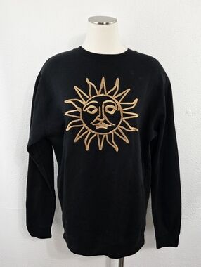 Tears for Fears celestial sun logo sweatshirt brown gold embroidered size large